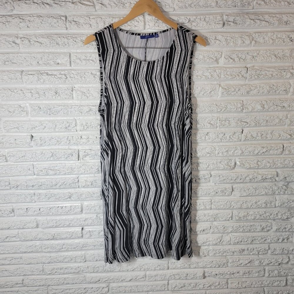 Apt 9 Womens Dress Extra Large Tank Mini Shift Black Stripe Casual STR142E